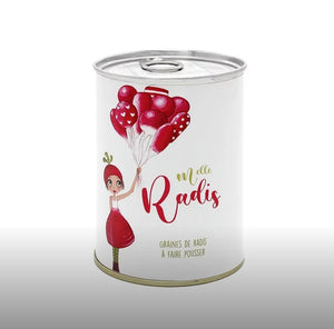 Boite de conserve "Mauvaises Graines" Melle Radis , Graines de radis(Disponible en boutique)